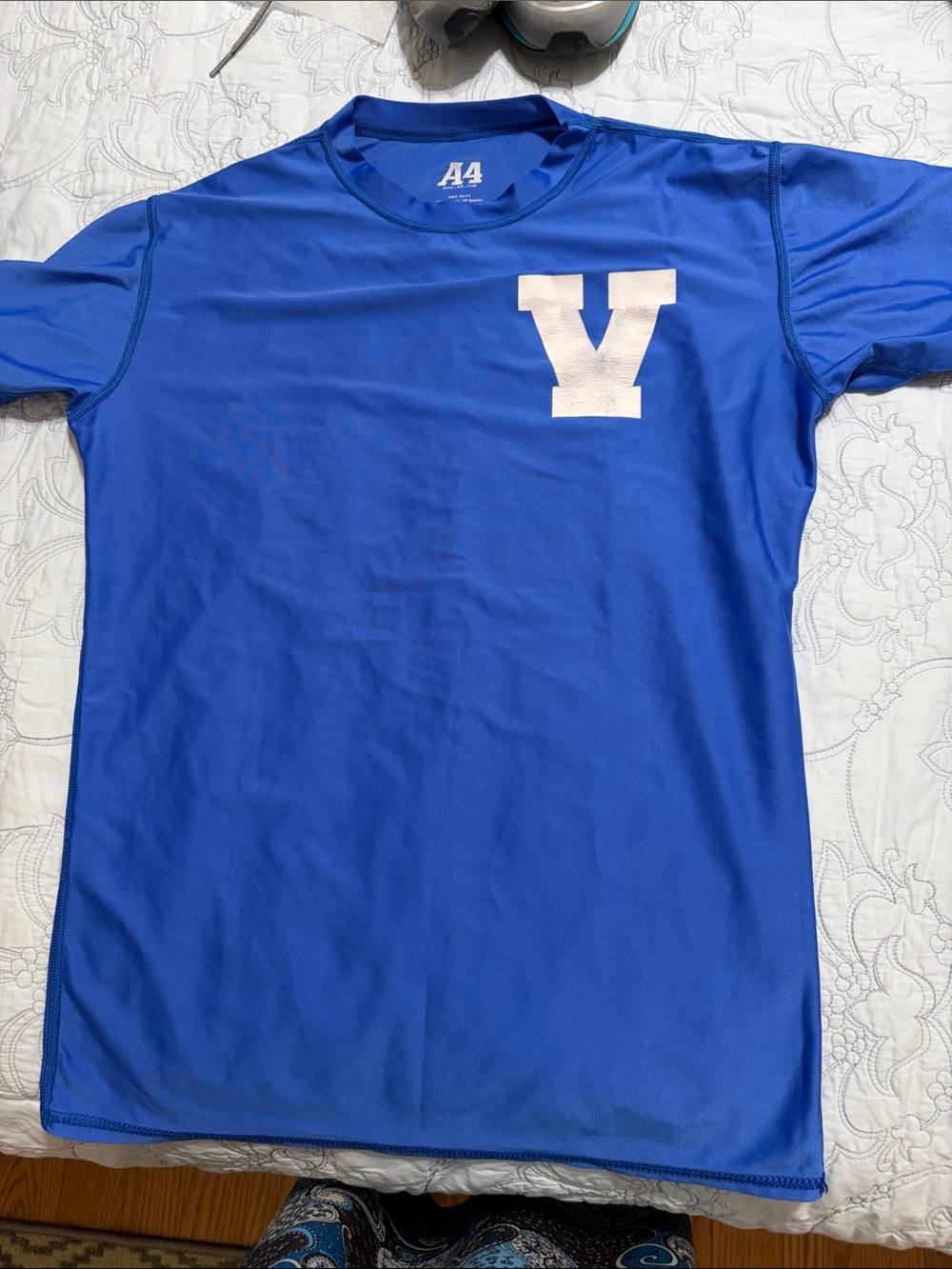 Blue Jersey Athletic A4 Short Sleeve DriFit PreOwned TShirt Size Youth Large